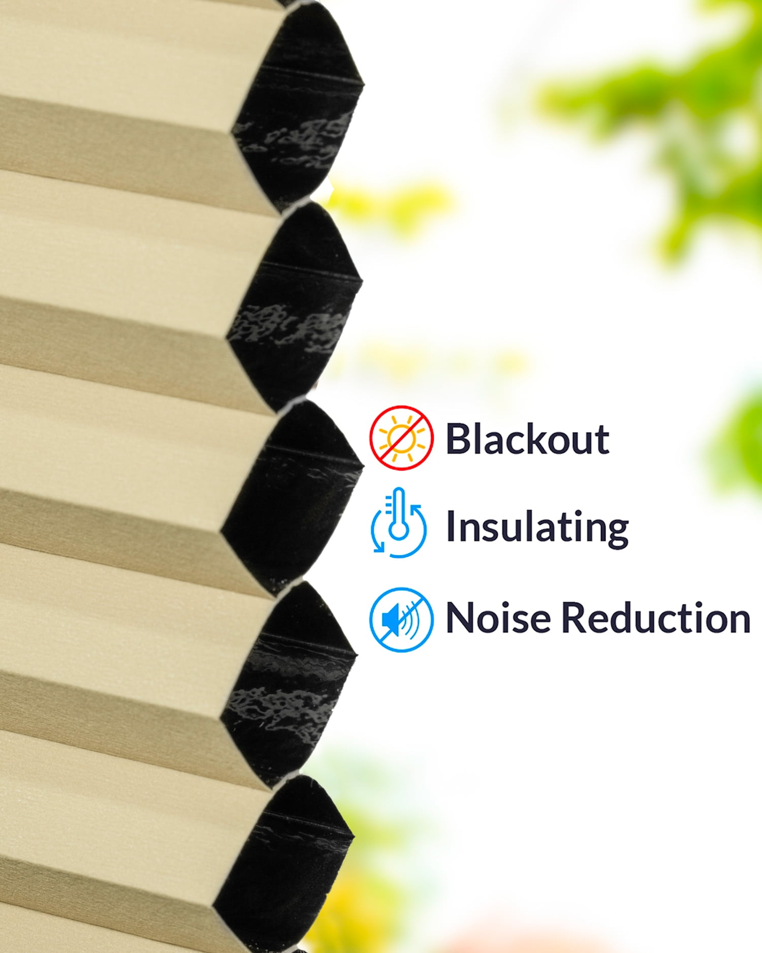 Chicology Cordless Cellular Shade Blackout, Ecru 55.75"W x 72"H