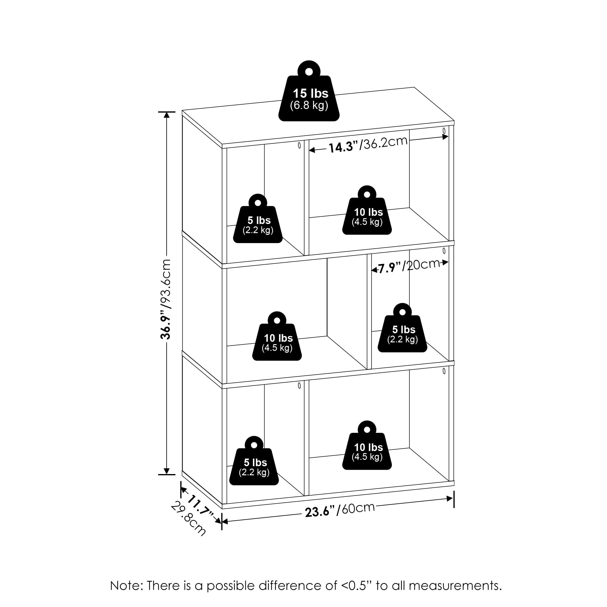 Furinno DALY 6-Cube Irregular Cubes Bookcase in Bookshelf in Storage Espresso