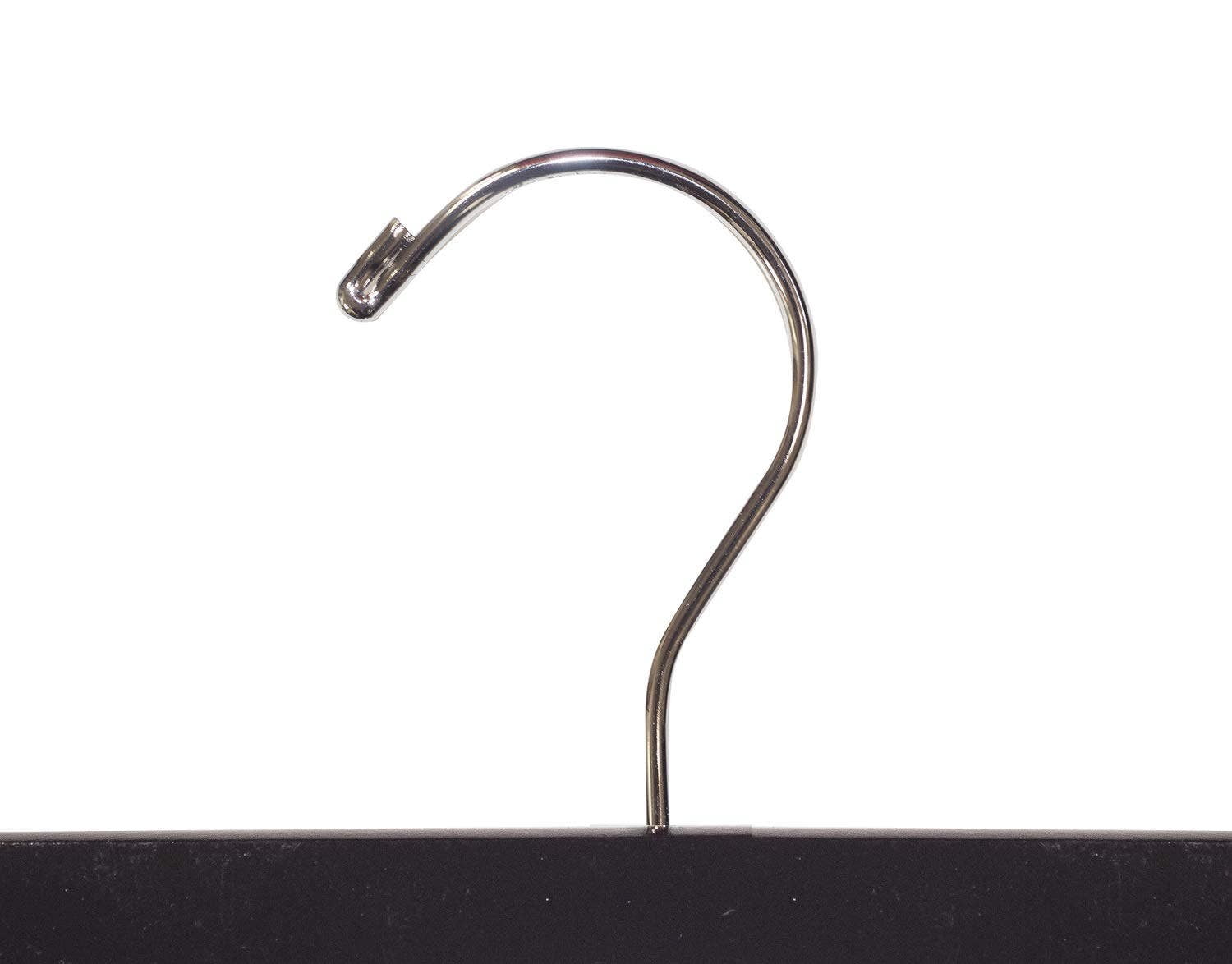 NAHANCO 14” Flat Wooden Skirt/Pant Hanger With Chrome Hardware, Black Gloss - 10/CTN.