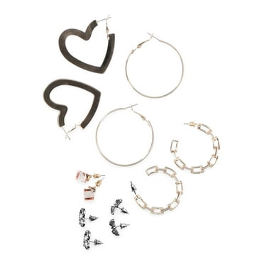 No Boundaries Butterfly Stud and Hoop Earrings Set, 6-Pack, Women’s