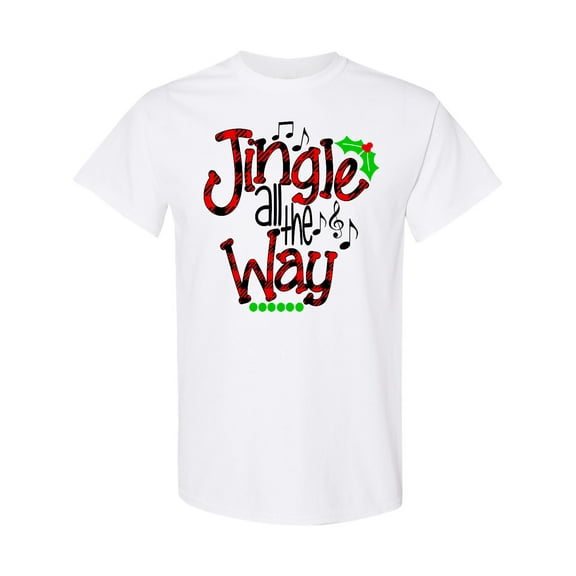 Inktastic Christmas Jingle All the Way with Music Notes and Holly T-Shirt