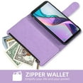 thumbnail image 6 of Compatible with Metro TCL Ion X/Ion V/40Z T607DL Wallet Phone Case and Tempered Glass Screen Protector Flower Faux Leather Flip Credit Card Holder Stand Zipper Cell Cover for T430W 2023 Women Purple, 6 of 8