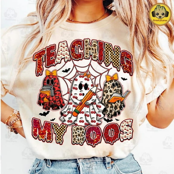Retro Halloween Teaching My Boos Shirt, Spooky Teacher Shirt, Trendy Teacher Halloween Shirt, Back To School Shirt, Ghost Teacher Shirt