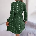 thumbnail image 5 of WRKEKC Floral Dress for Women Print Long Sleeve V-Neck Midi Dress for Fall Winter Polka Dot Tie Waist Pleated Skirt Elastic Cuff and Back Zip, 5 of 7