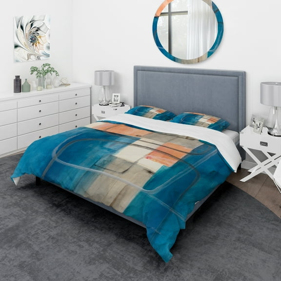 Designart 'Modern Simply Blue' Geometric Duvet Cover Set