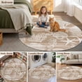 thumbnail image 5 of Brown Coastal Round Area Rug 3.3Ft Washable Circle Rugs for Dining Room Table, Nautical Coral Starfish Shell Seahorse Ocean Non-Slip Carpet Floor Mats Indoor Outdoor Carpet Runner Home Decor, 5 of 8