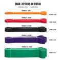 thumbnail image 4 of 3 Packs/5 Packs Powerlifting Workout Exercise Stretch Bands Pull Up Assist Bands Set Resistance Loop Bands  with Door Anchor Foam Handles Hooks and Carry Bag, 4 of 6