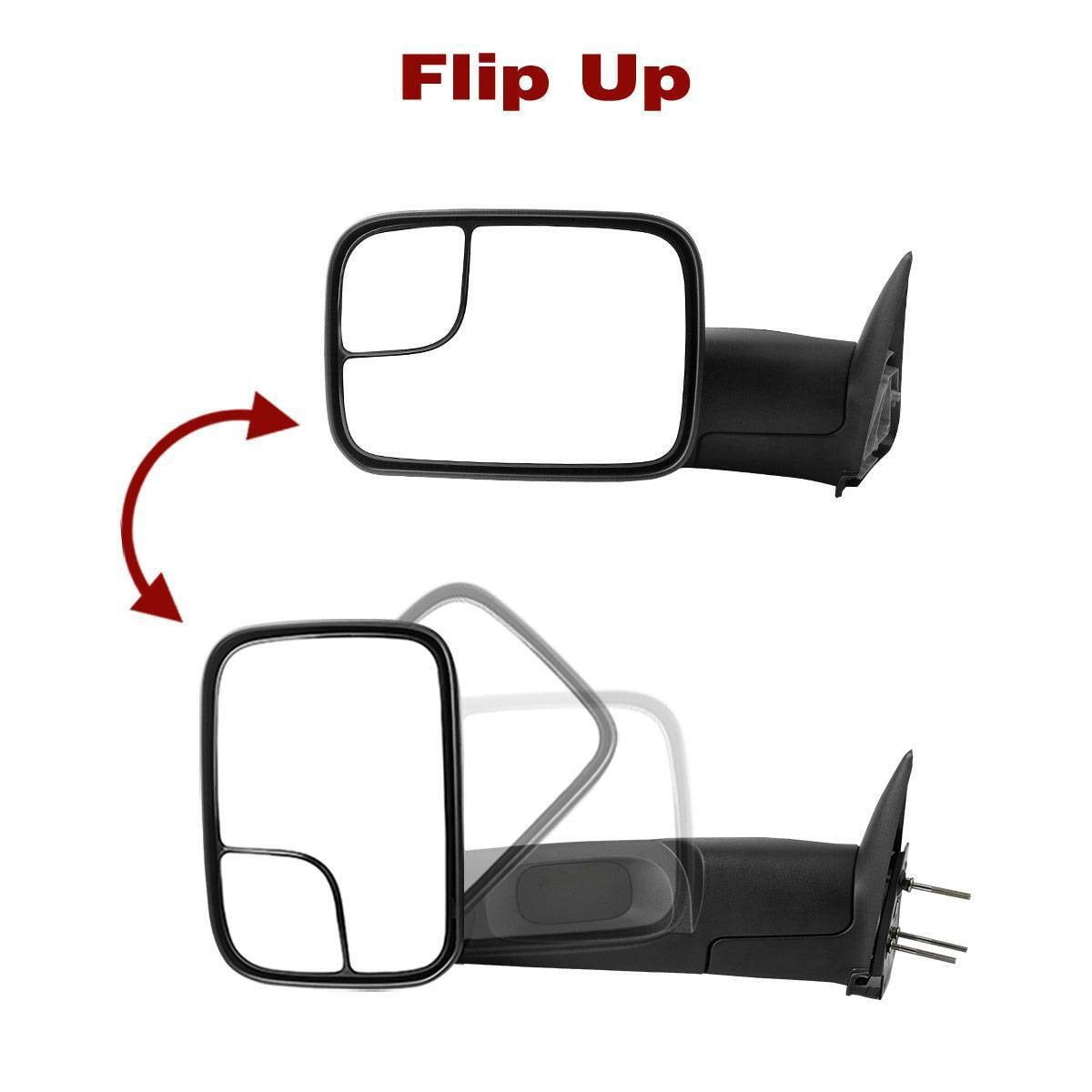 Ledkingdomus Pair Manual Tow Mirrors for Dodge 1994-2001 RAM 1500 94-02 RAM 2500 3500 with Convex