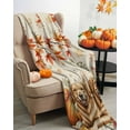 thumbnail image 3 of Fall Cute Dog Flannel Blanket for Bed,Travel and Camping, Pumpkin Maple Leaf Sunflower Super Soft Cozy Blanket for All Seasons 30"x40", 3 of 6