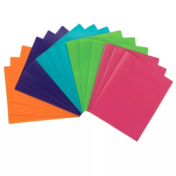 100 Pack Heavy Duty Plastic Folder with Prongs, Letter Size, Assorted Color