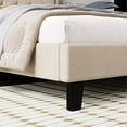 thumbnail image 6 of Gymchoice Bed Frame,Modern Upholstered Platform Bed with Button Linen Headboard,Heavy Duty Foundation with Wood Slats Supports No Box Spring Needed, 6 of 7