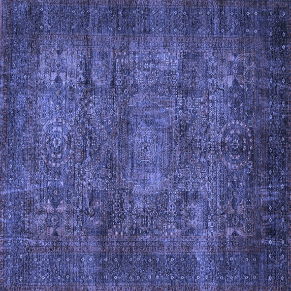 Ahgly Company Indoor Square Abstract Blue Modern Area Rugs, 7' Square