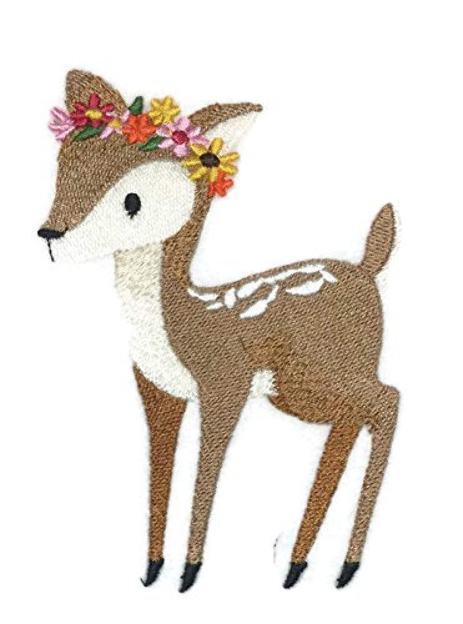 Sweet Woodland Fawn Embroidered Iron on/Sew patch [4.85" X 3.29"]