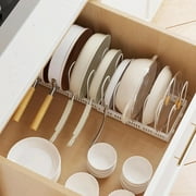 Mimifly Expandable Pans Organiser Rack, 10 Adjustable Compartments, Pantry Cupboard Bakeware Lid Plate Holders, White