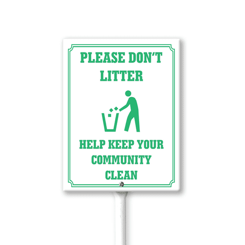 Eveokoki Please Don't Litter Help Keep Community Clean Sign 8 x 12 Inch Outdoor Aluminum Yard Signs with Metal Stakes for Private Property Grass Lawn No Trash Dumping
