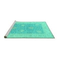 thumbnail image 2 of Ahgly Company Machine Washable Indoor Square Oriental Turquoise Blue Traditional Area Rugs, 8' Square, 2 of 4