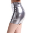 thumbnail image 4 of Women's Faux Leather Pencil Skirt, Solid Color Sexy Bodycon Mini Skirt, High Waist Club Skirt for Party, Night Out and Date,Gray,2XL, 4 of 7