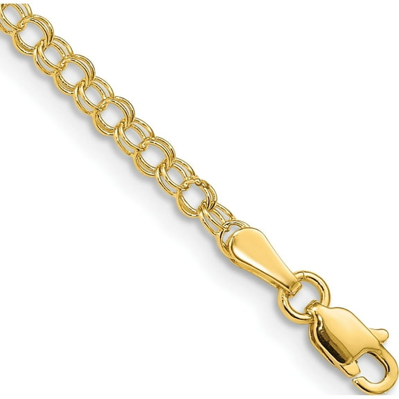 10K Yellow Gold 3Mm Solid Double Link Charm Bracelet (Width 3) (Length 5.5) - Jbsp