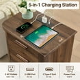 thumbnail image 5 of S-HOME 22 Inch Wide Fluted Nightstand With Charging Station, Wood 3 Drawer Dresser, Large Bedside Table For Living Room，Walnut, 5 of 8