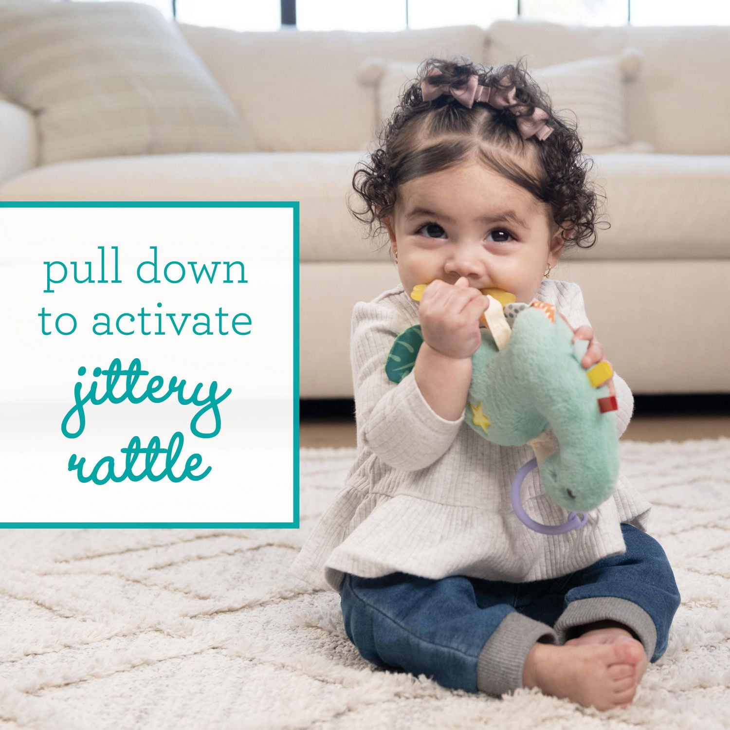 Infantino Pull & Shake Jittery - Dinosaur, Dinosaur toy