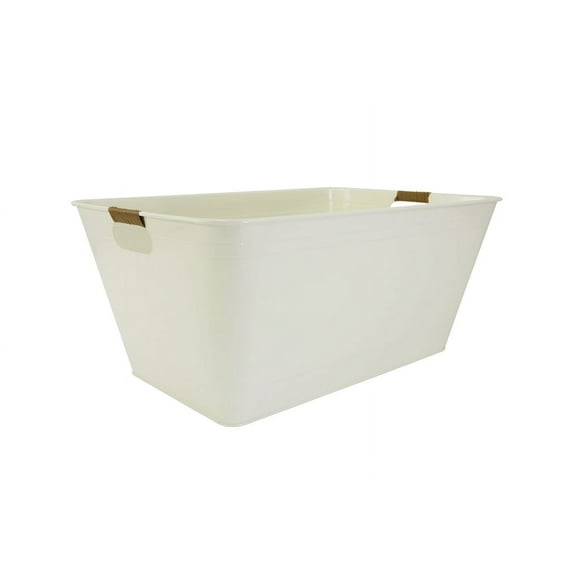 Better Homes & Gardens - Vanilla White Rectangle Galvanized Beverage Tub BH24100108690M1, 21.96" L x 14.96" W x 10" H