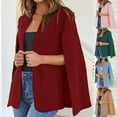 thumbnail image 2 of Women Loose Short Cloak Coat Cape Cardigan Jacket Trench Outwearpink ladies jacket, 2 of 6
