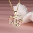 thumbnail image 2 of 1pc Elegant Zirconia Rose Golden Heart Pendant Necklace with Initial A-Z, Fashion Jewelry for Women, Perfect for Daily Wear & Gifting, All-Season Accessory, 2 of 7