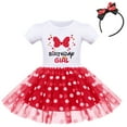 thumbnail image 2 of IBTOM CASTLE Baby Girls Birthday Outfit Polka Dots Leotard Dresses Fancy Dance Costume Halloween Cosplay Tutu Dress up with Ears Headband 12-18 Months White+Red-Birthday, 2 of 8