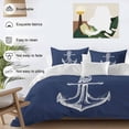 thumbnail image 3 of 3 Piece Navy Blue Anchor Duvet Cover Set Queen Size,Microfiber Comforter/Quilt Cover with Corner Ties and 2 Pillowcases,Coastal Nautical Marine Minimalist All Season Soft Bedding with Zipper Closure, 3 of 8