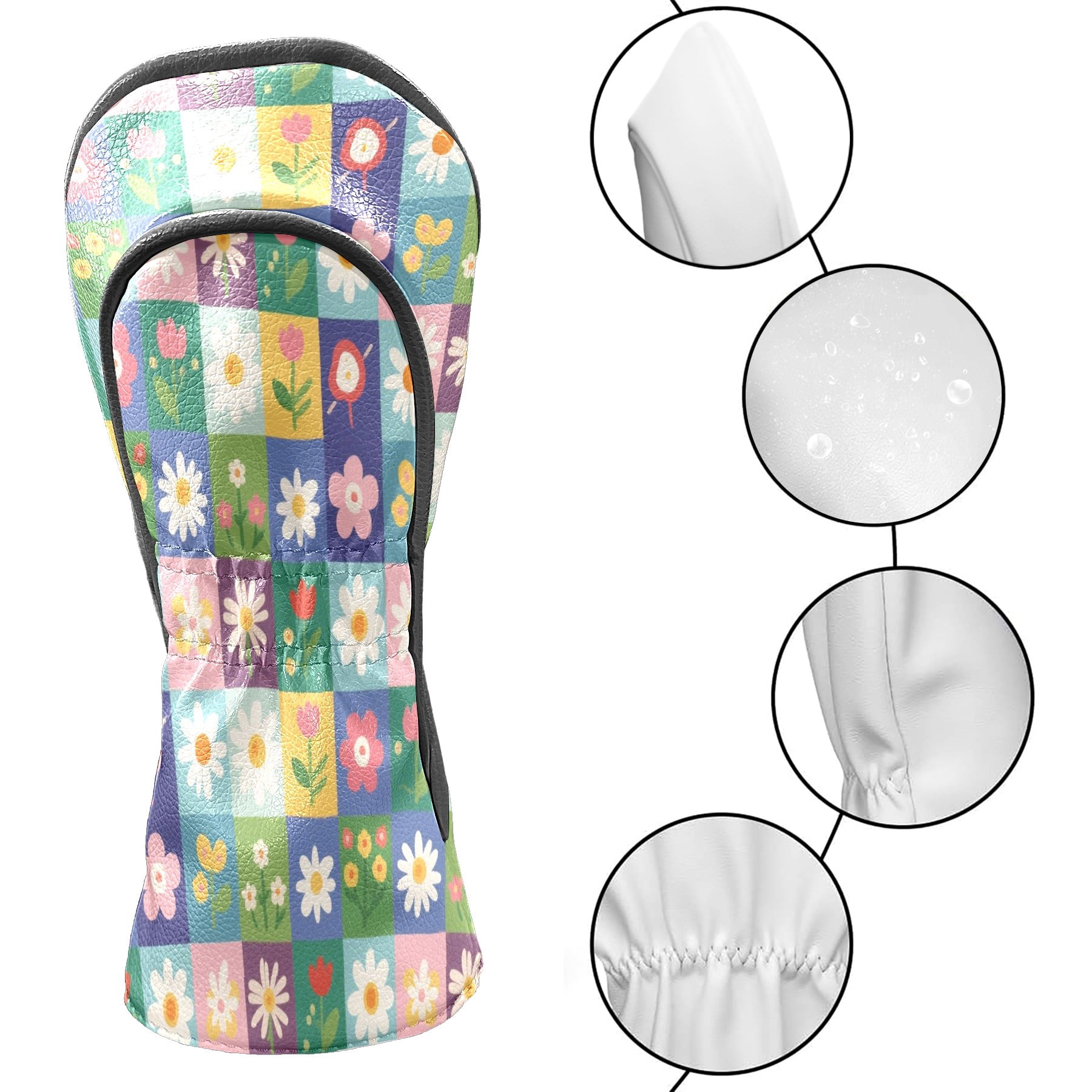Golf Club Head Cover Waterproof Leather Golf Accessories HeadCovers Set Driver Headcover for Women Men colorful pattern