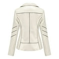 thumbnail image 4 of MSJUHEG Jackets For Women Leather Jacket New Ladies Slim Leather Stand-Up Collar Zipper Stitching Solid Color Jacket Leather Jacket Women White Xxxxl, 4 of 8