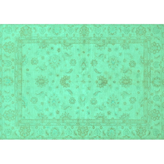 Ahgly Company Indoor Rectangle Oriental Turquoise Blue Traditional Area Rugs, 2' x 4'