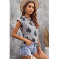 thumbnail image 3 of POGLIP Women's Gray Palm Leaves Crew Neck Tank, 3 of 6