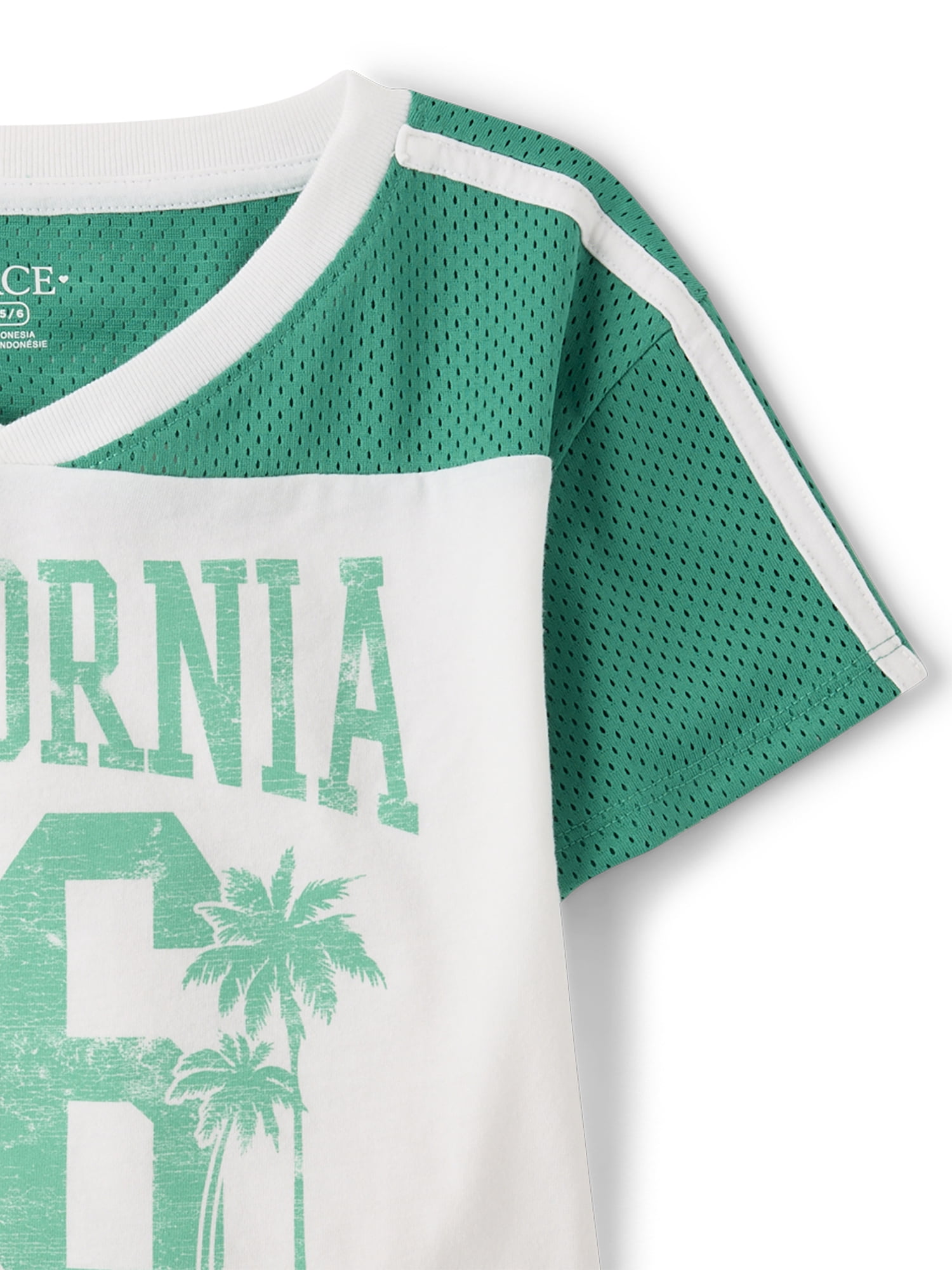 The Children's Place Girls Short Sleeve Quick Dry Mesh Cropped Football Tee, Sizes XS-XXL