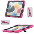 thumbnail image 6 of ELEHOLD for iPad 10.2 2021/2020/2019 Ragged Case, Soft Silicone Hard PC Shoulder Strap Built-Kickstand Anti-Drop Shockproof Heavy Duty Protective Cover Case,Rose, 6 of 9