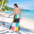 thumbnail image 7 of FORMRS Womens Long Sarong Beach Wrap Semi-Sheer Bikini Skirt Bathing Swimsuit Cover Up, Blue Checkered Pattern, 7 of 7