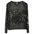thumbnail image 6 of PrettyGuide Women's Sequin Blouse See Through Party Tops Beaded Sparkly Shirts XL Gold, 6 of 6