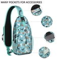 thumbnail image 2 of Sling Backpack,Blue Halloween Ghosts Pumpkins Skulls and Bats Crossbody Bag with Water Bottle Holder,Waterproof Sling Bag for Men/Women with Chest Phone Holder for Hiking,Travel, 2 of 6