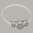 thumbnail image 6 of LBG British Made 925 Sterling Silver Real Genuine Opal & Aquamarine Womens Promise Ring - 33 size options - Size 5.75, 6 of 7