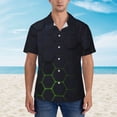 thumbnail image 2 of Fotbe Modern Hexagonal Neon Grid Camisa Hawaiana para Hombre Unisex – Camisa Casual de Verano con Botones de Manga Corta de Algodón y Lino,Small, 2 of 7