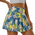 thumbnail image 3 of Xoenoiee Tropical Plumeria Flower Palm Leaves Print Tennis Skirt Golf Skorts with Pockets Tummy Control Shorts Pleated Skirts for Women Athletic Dressy Casual, S, 3 of 6