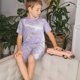 thumbnail image 4 of Balery Lavender Glitter Foil Stripes Conjunto de Pijama Infantil de Manga Corta con Estampado – Ropa de Dormir de Algodón Suave-Large, 4 of 6