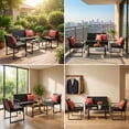 thumbnail image 2 of Patio Furniture Set Lofka 4 Pieces Outdoor Wicker Conversation Set with Tempered Glass Table, Modern Rattan for Balcony/Porch/Poolside, Black Cushion, 2 of 11