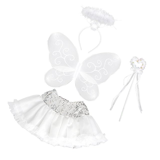 Encantadoras niñas mariposa hada alas de ángel varita diadema conjuntos fiesta disfraces trajes Blanco Soledad Traje de fiesta de las niñas de los niños