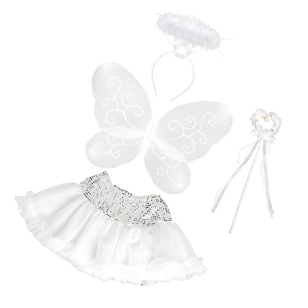 Chica Mariposa Hada Varita Diadema Lentejuelas Tutu Disfraces Acceso Blanco jinwen Traje de fiesta de las niñas de los niños