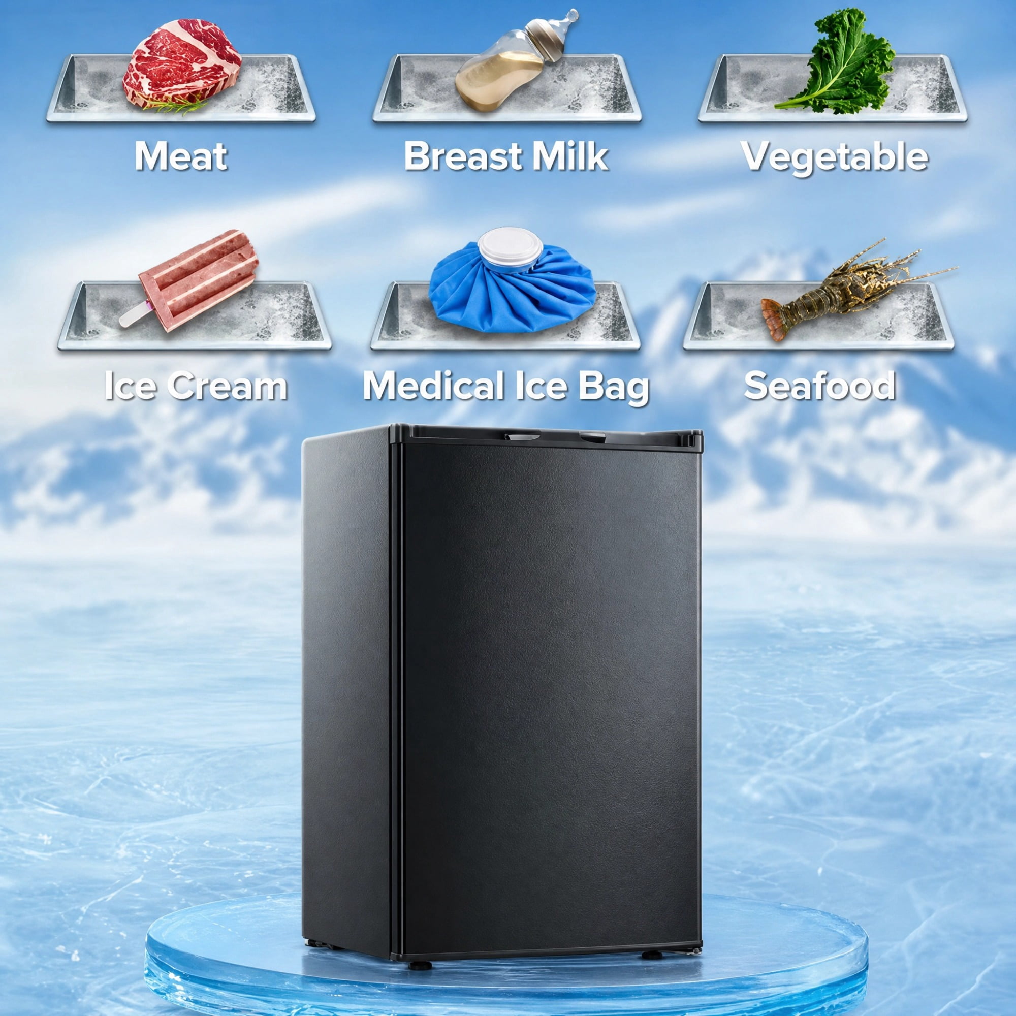 Auseo Upright Freezer, 3 Cu.ft Mini Freezer with Adjustable Thermostat & Reversible Single Door, Stand Up Freezer for Home/Office/Dorms/Apartment-Black