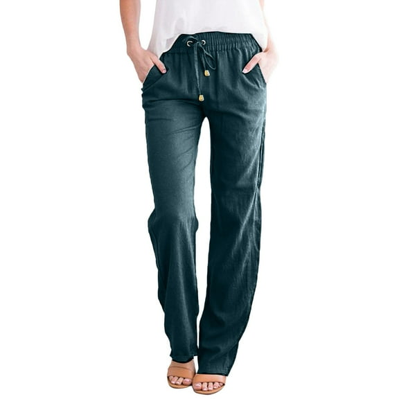 Womens Pants Women'S Casual Solid Cotton And With Pocket Long Travel pants