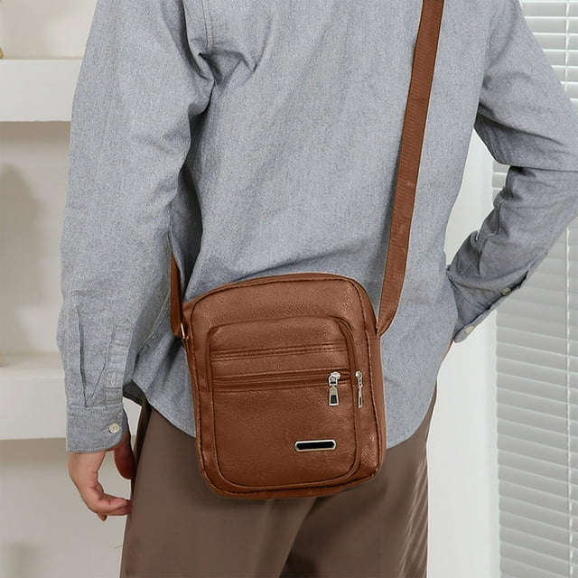TopLLC Multi Layer Storage Shoulder Rucksacks Texture Business Travel Crossbody Bag Large Capacity Commuting Handbag Men's Rucksacks shoulder rucksack