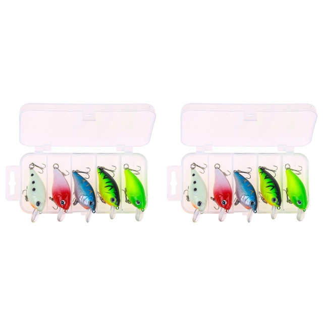 Señuelo realista con manivela ojos 3D luminoso pesca buceo Crankbait para lubina 5 uds.