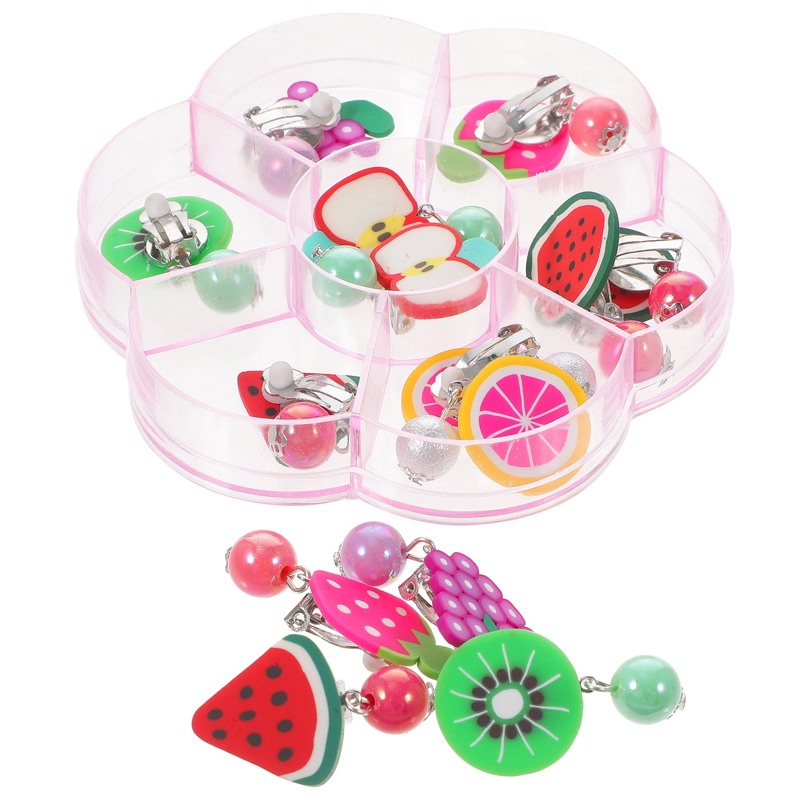 1 Box Kids Fruit Ear Clip Set Earrings Kit Adorable Clip on Ear Studs for Children Kids Wearing
